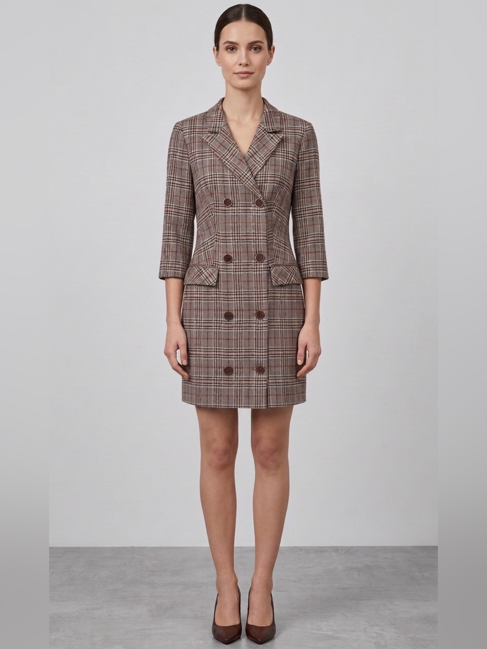 🌷 ESPIGA Chic Double-Breasted Plaid Blazer #33
